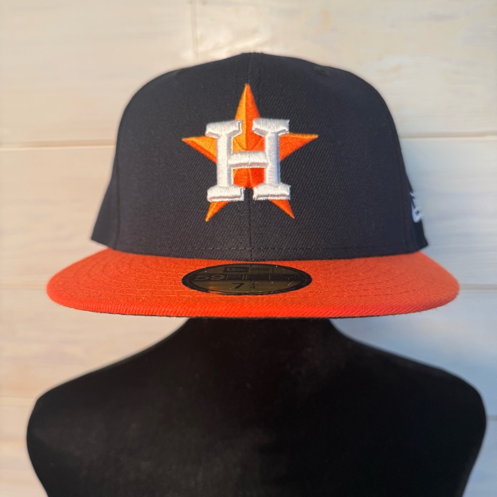 Houston Astros Hat New Era 59FIFTY On Field Road Game 7 1/4 Navy w/Orange Brim